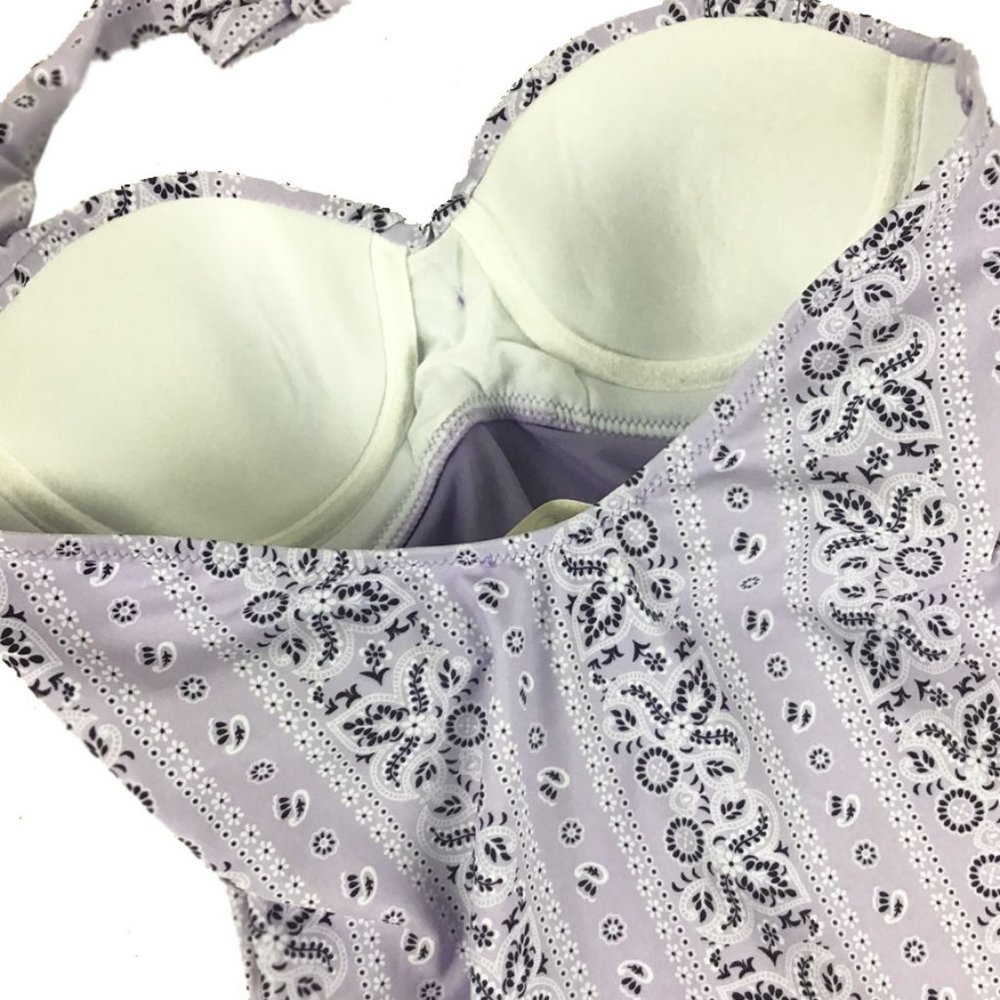 Jessica Simpson Lavender Purple Bandana Halter Top Tankini Small - Picture 7 of 10
